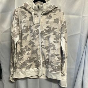 Athleta Large Tan/Grey Camouflage pattern hooded sweatshirt